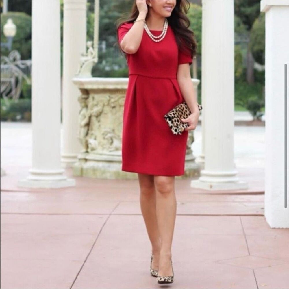 J. Crew Crepe short-sleeve pencil dress Size 4 Red Sheath Career corpcore